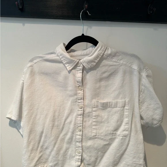 Oversized Linen Blend Short Sleeve Shirt - Picture 3 of 4